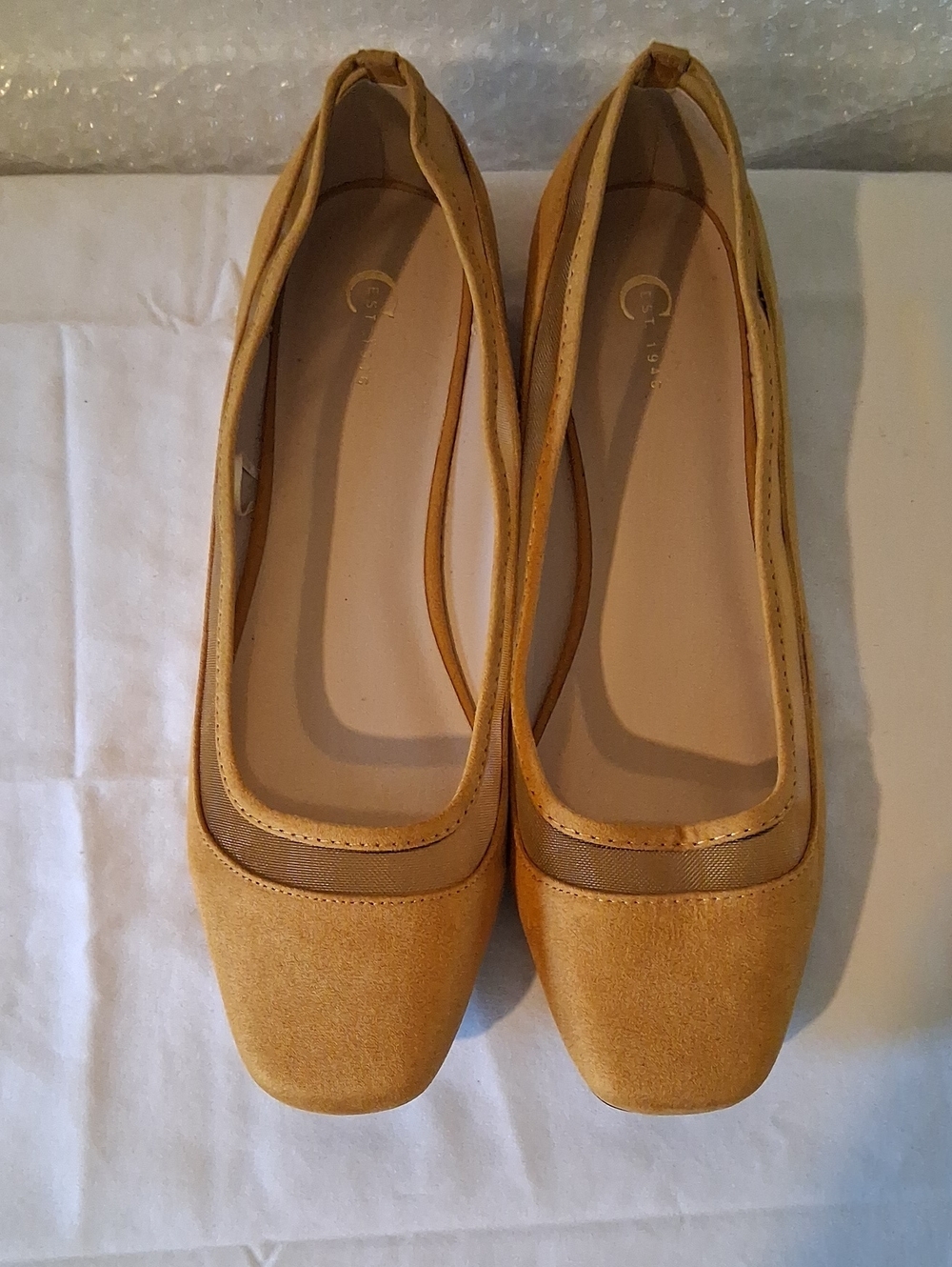 Cato Mustard Square-Toe Ballet Flats